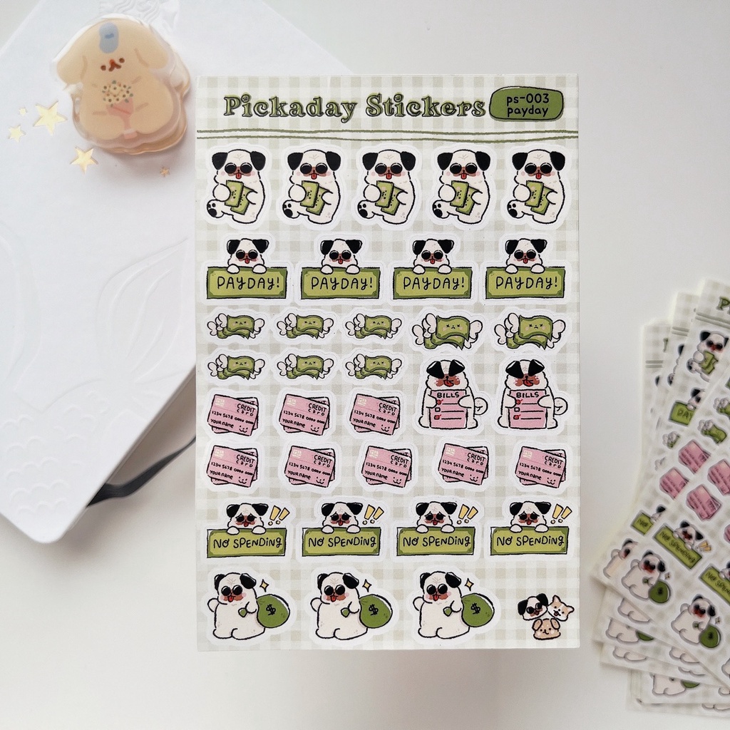 

ps003 - payday pug planner / bullet journal sticker sheet
