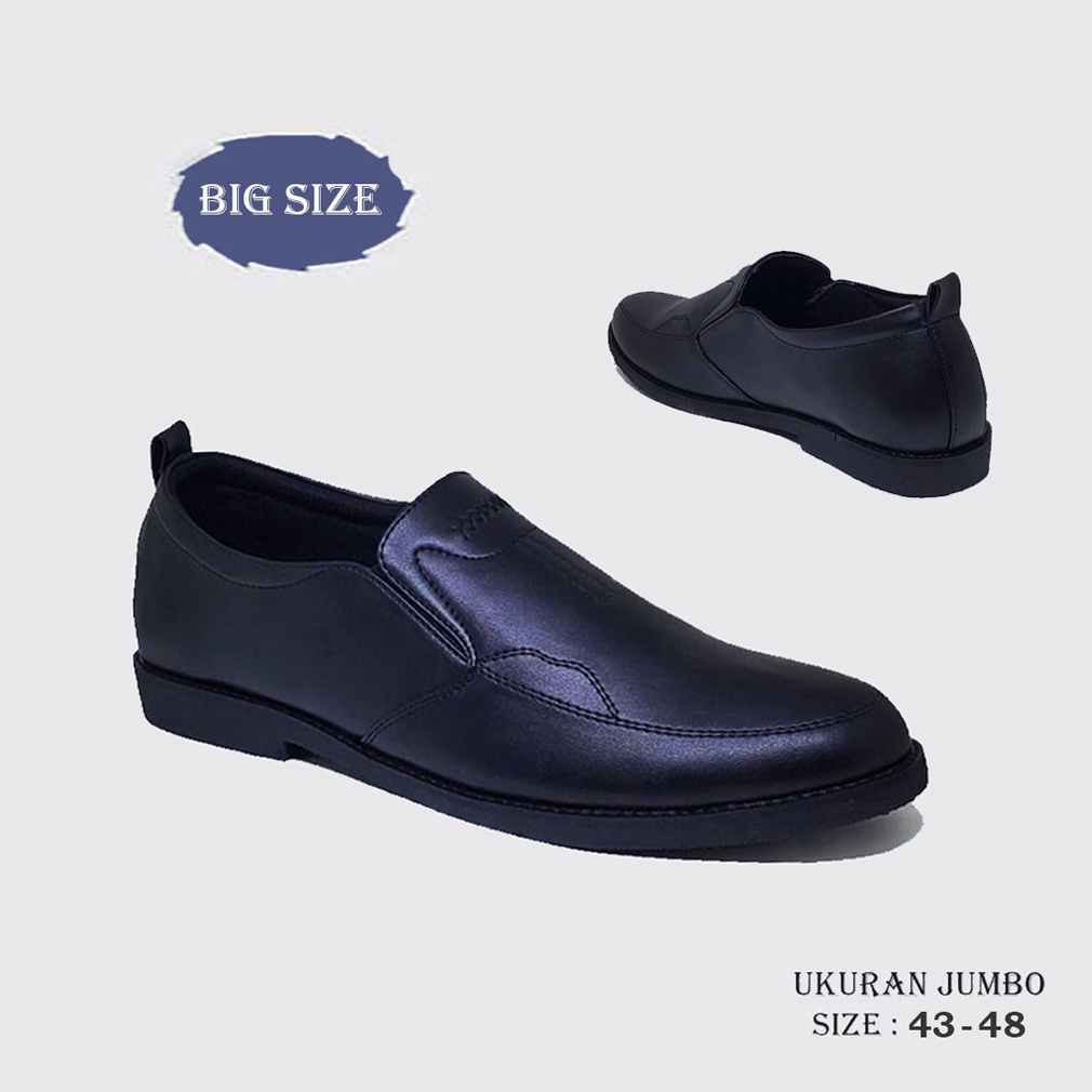 THROWBRIDGE FULL BLACK | Sepatu Pria Ukuran Besar Pantofel Non Tali Cowo Big Size