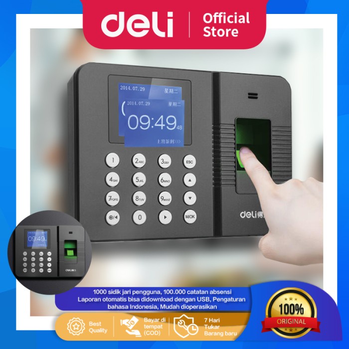 

[[JNT COD]] Deli Mesin Absen Sidik Jari 1000 kapasitas bahasa indonesia E3960