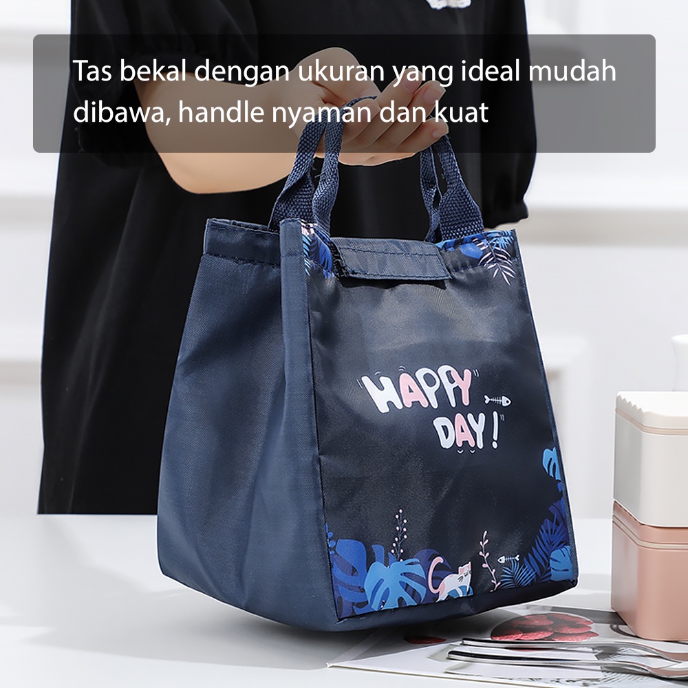 HUGO Tas Bekal Lunchbag Tahan Panas Tas Penyimpanan Kotak Makan dengan Aluminium Foil