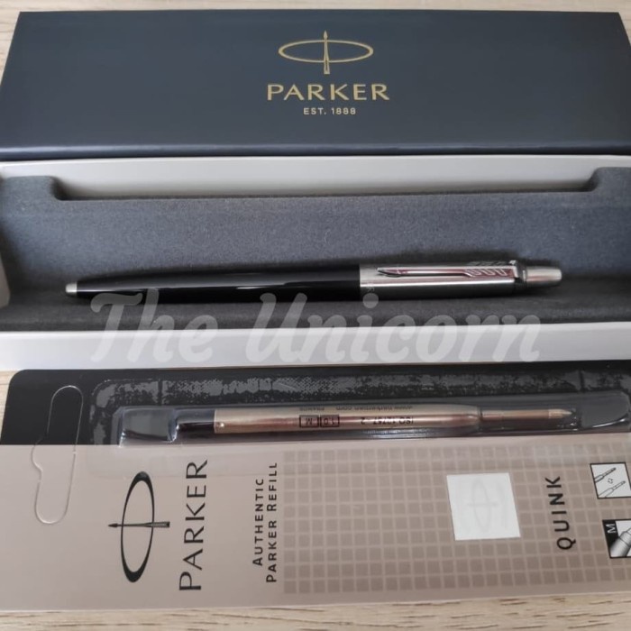 

BISA COD Paket 1 Klik: 1pcs Parker Jotter Black Ballpoint+1pcs Refill Ballpoint