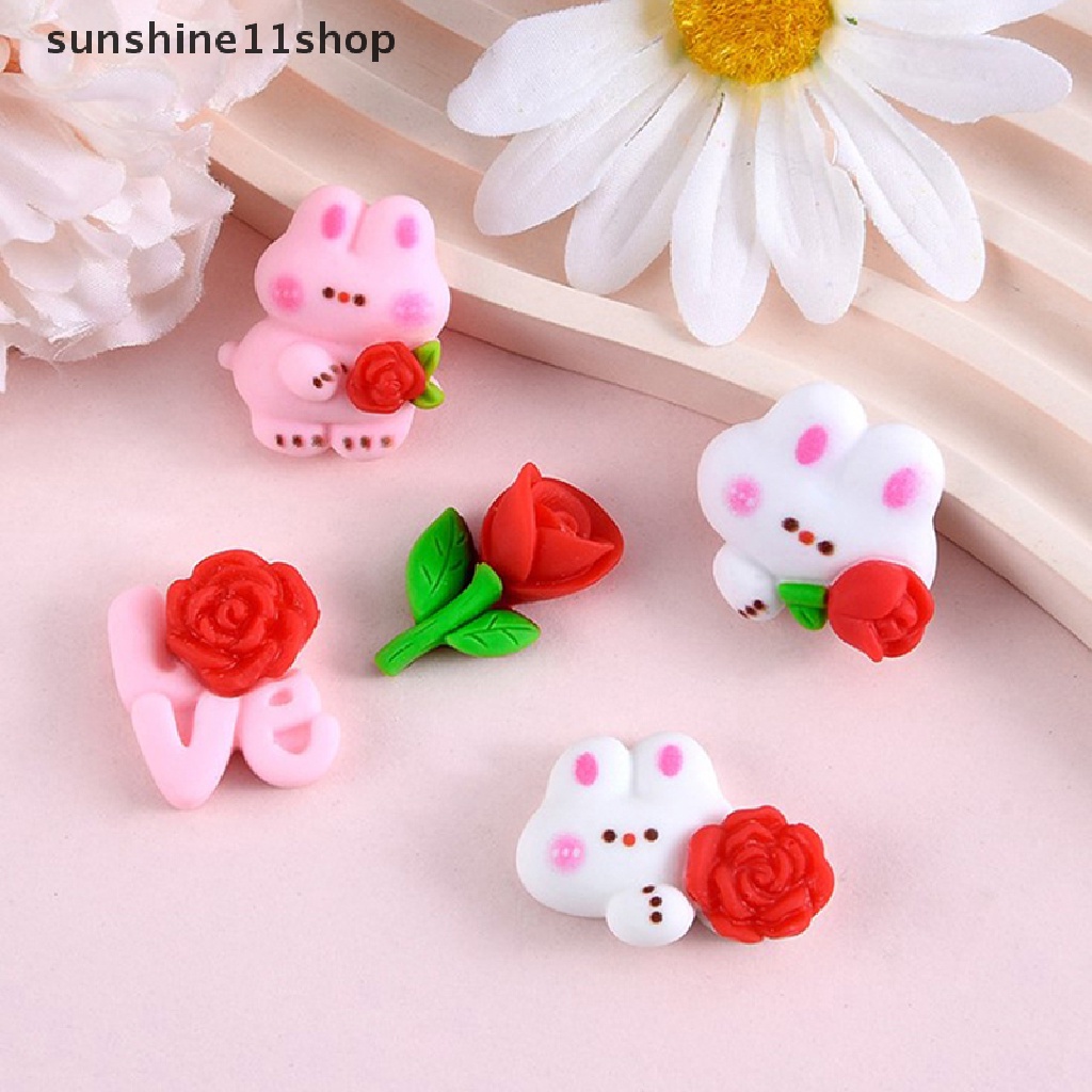 Sho 10pcs Baru Lucu Mini Kartun Hewan Kelinci Flatback Resin Cabochons Scrapbook Diy Perhiasan Dekorasi Kerajinan Aksesoris N