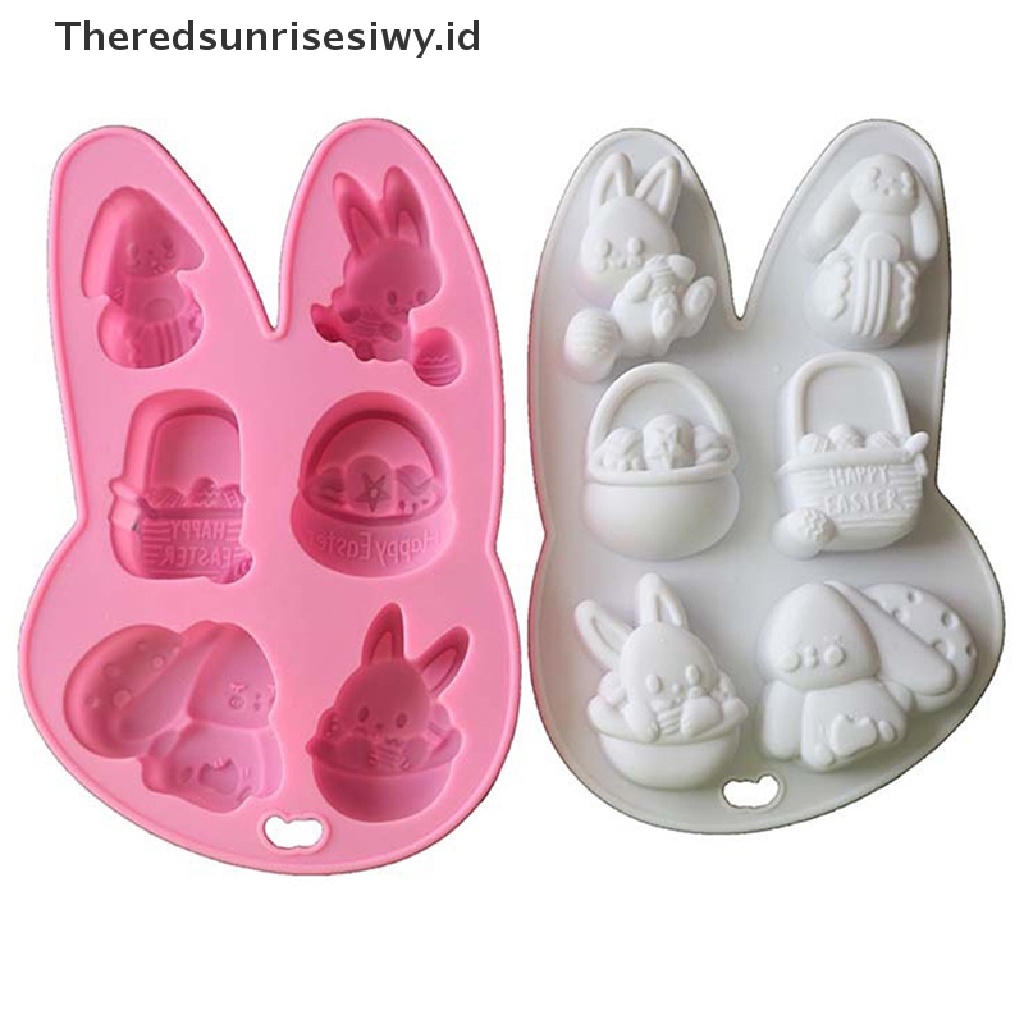 # Baju Lebaran # Easter Silicone Mold Rabbit Cetakan Sabun Permen Kue Coklat Telur Berwarna~