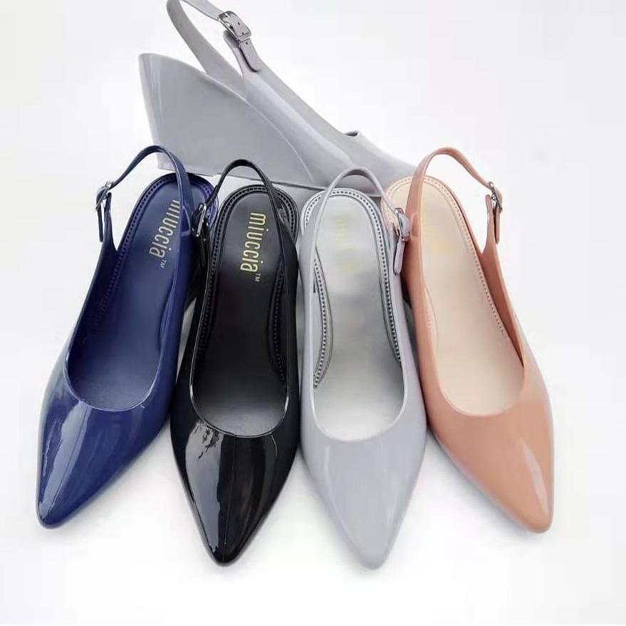 Best Seller Miuccia - Sepatu Tali Wedges Wanita Glossy Tinggi Jelly Shoes Wanita - L800