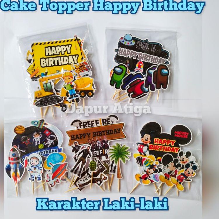 S40 CAKE TOPPER HAPPY BIRTHDAY / HIASAN KUE ULANG TAHUN KARAKTER TEMA ANAK LAKI-LAKI NEW PRODUCT ジ