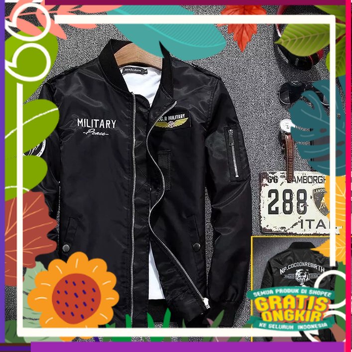 terbaru jaket Bomber fashion keren Pria MILITARY Premium / wash riped