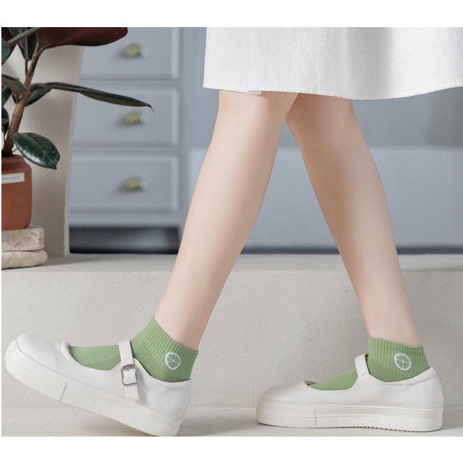 BAJ Kaos Kaki Wanita Motif Lime Semata Kaki SS212 Kaos Kaki Pendek Japanese Ankle Socks Korean Unisex Karakter Lemon Hijau Model Simple Cute SS212