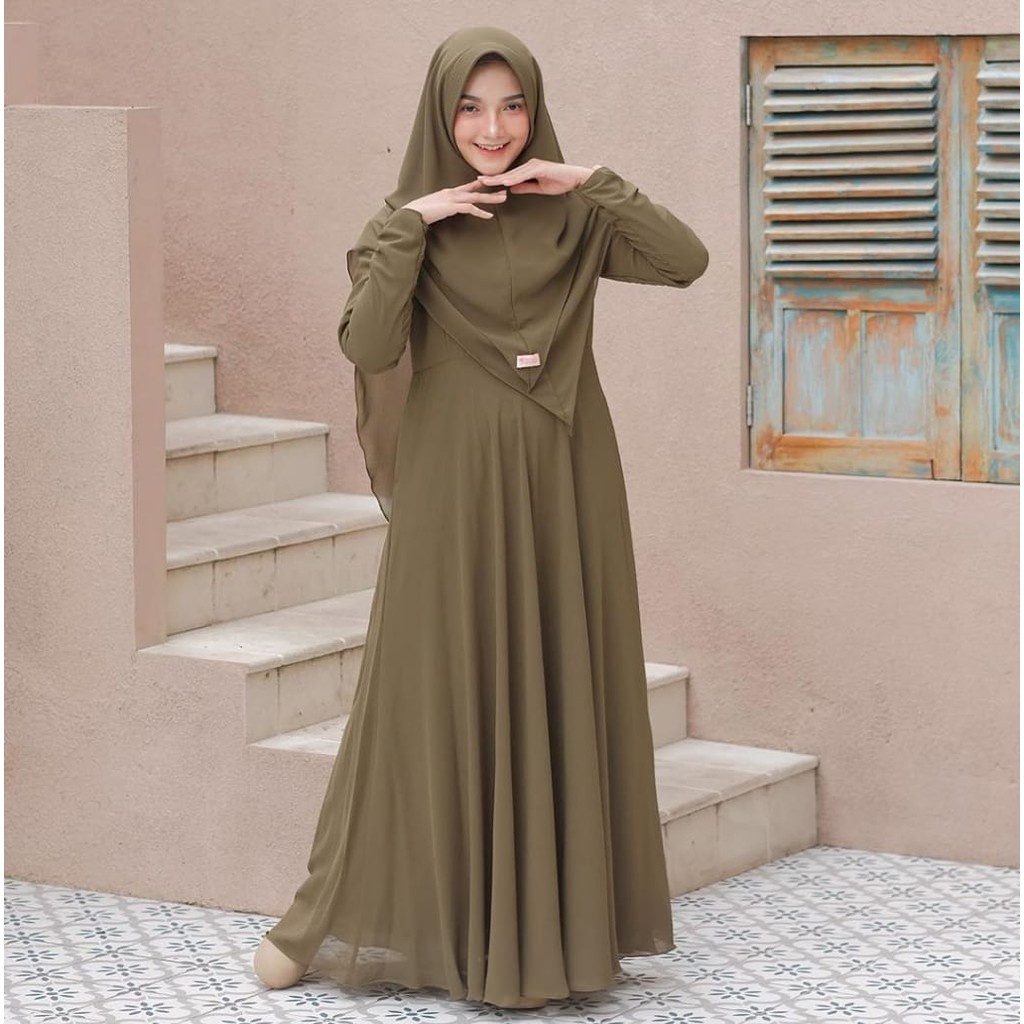 [ Cod ] HOT PROMO !!! Mayra Syari Wenela Syar'i Gamis Dress Set Khimar Hijab Kerudung Murah