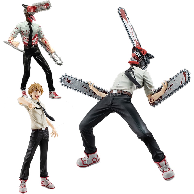 Hot Anime Chainsaw Man Denji Pochita Figure Gergaji PVC Model Helm Mainan Anak Laki-Laki Koleksi Ornamen