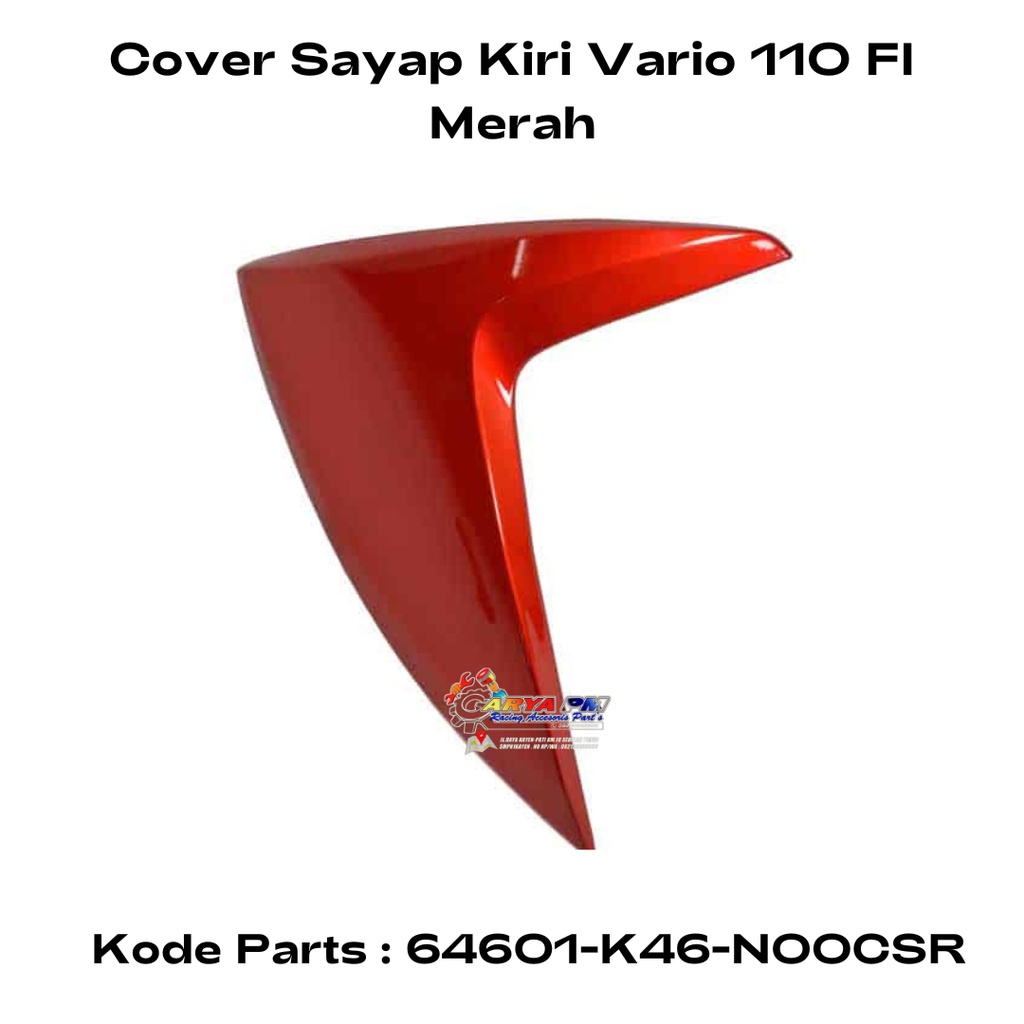 Cover Sayap Kiri Honda Vario 110 FI Merah Original AHM 64601K46N00CSR