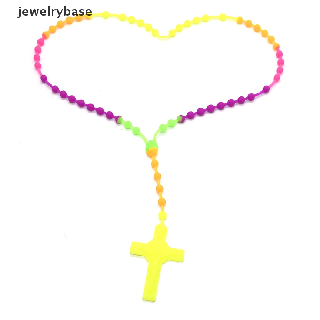 [jewelrybase] Multicolor Silica Gel Beads Rosaries Cross Kalung Doa Katolik Perhiasan Religi Rosario Yesus Liontin Butik