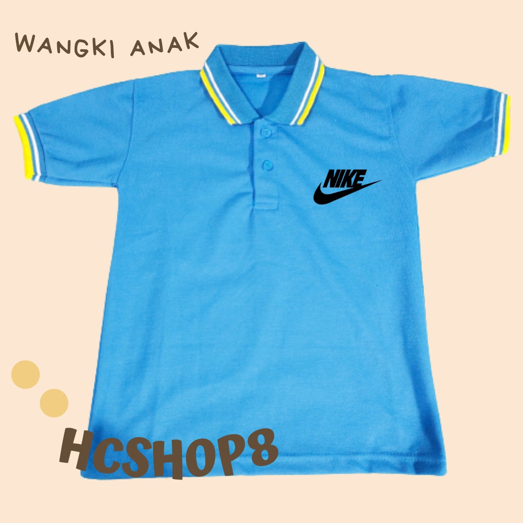 Polo Shirt Anak Laki Laki Perempuan Kaos Kerah Logo NI Usia 2-10Tahun Unisex