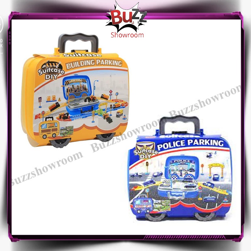 Building Parking Diy Suitcase Play Set Mainan Anak Mobil Construction