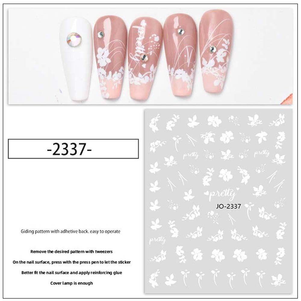 AUGUSTINA Agustina Bunga Stiker Kuku Retro 3warna Dekorasi Kuku Nail Art Self Adhesive Jepang