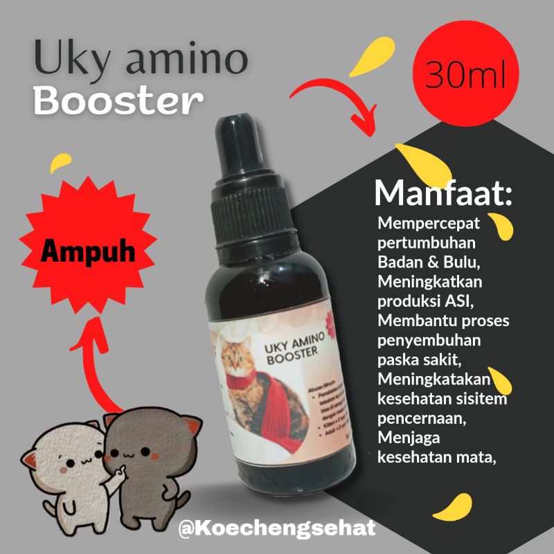 Vitamin Kucing UKY AMINO BOOSTER 30ml pertumbuhan badan dan bulu , meningkatkan produksi asi dan kes