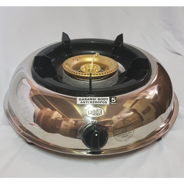 Kompor Gas 1 Tungku Bulat Hock 120MG Mutiara Gold Stainless