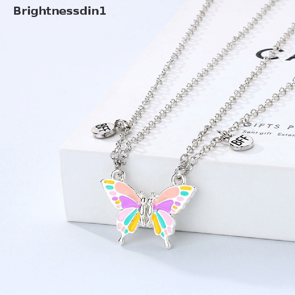 [Brightnessdin1] 2 Pcs Best Friend Butterfly Necklaces BFF Kalung Persahabatan Untuk 2perempuan Kekasih Pasangan Kalung Jarak Jauh Hadiah Ulang Tahun Butik