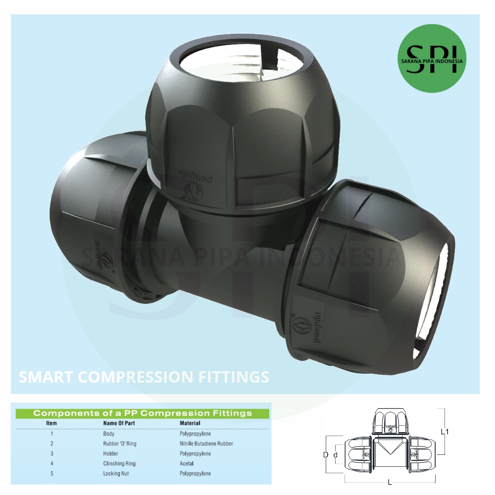 Tee  Pipa Hdpe 2 inch (63mm) Sambungan pipa hdpe T socket