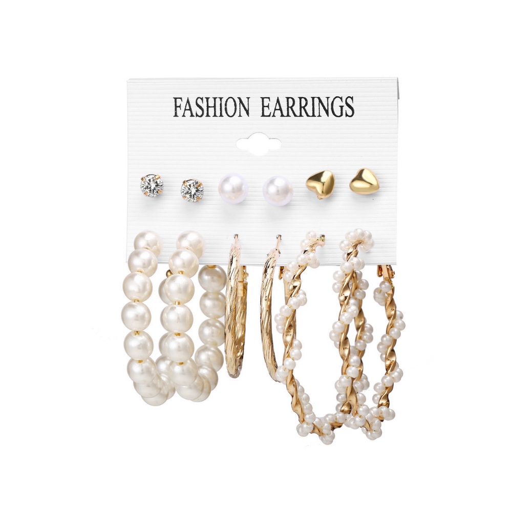 Anting Mutiara | 6 Pasang Anting | Anting Rumbai | Aksesoris Wanita | Sendok Garpu Bahan Stainless steel