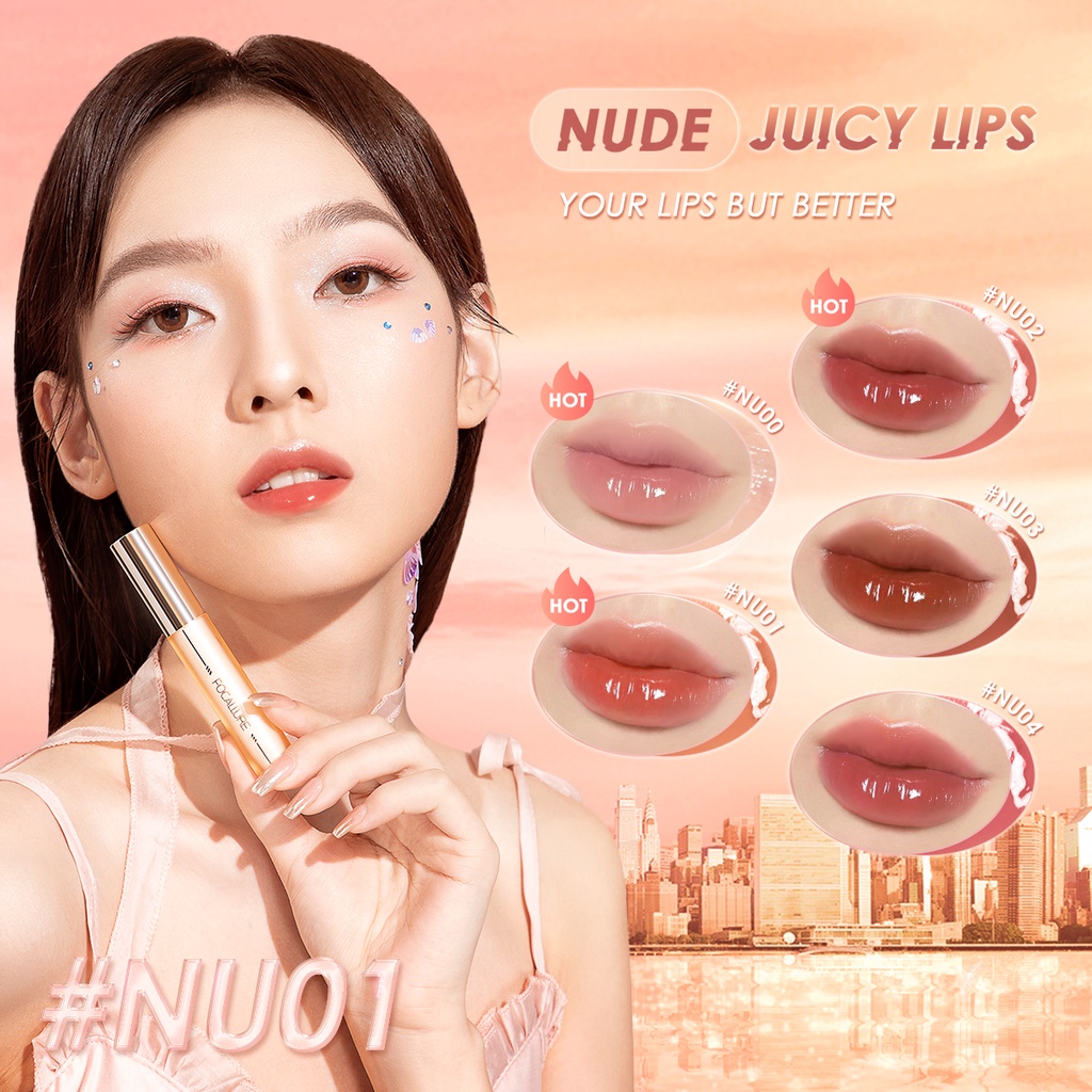 NIK - FOCALLURE Jelly Lip Gloss High Pigmented Lip Tint Waterproof Lipstick FA279 BPOM ORIGINAL