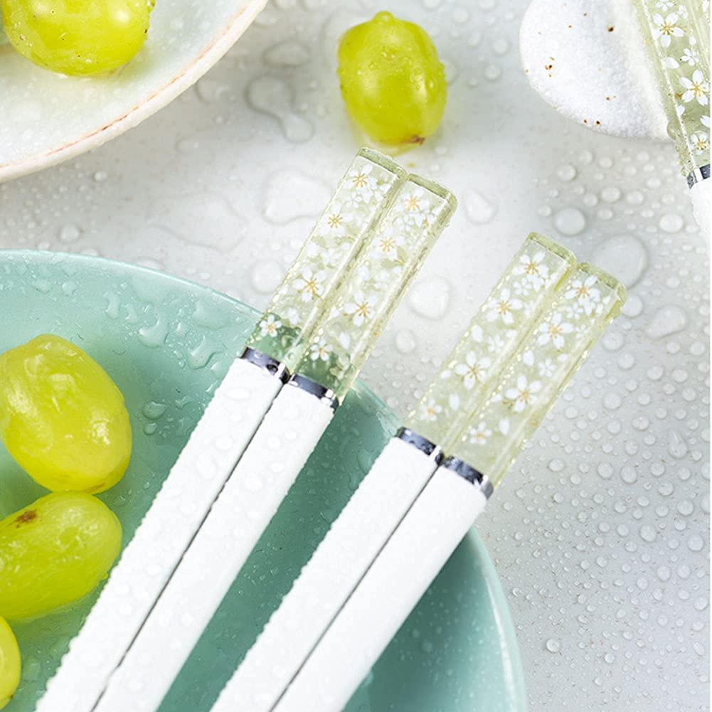 SUMPIT CHOPSTICK - WHITE FLORAL BLOSSOM CHINESE STYLE 24 CM - GREEN