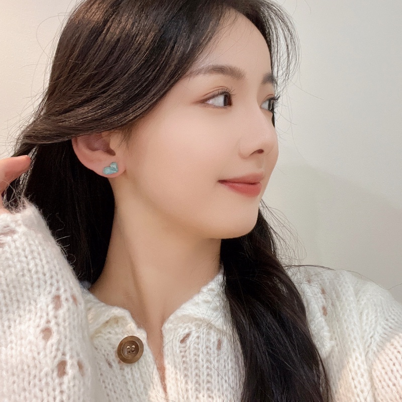 Musim Panas Hijau Hati Cute Earring Ear Studs Untuk Aksesori Busana Gadis Manis