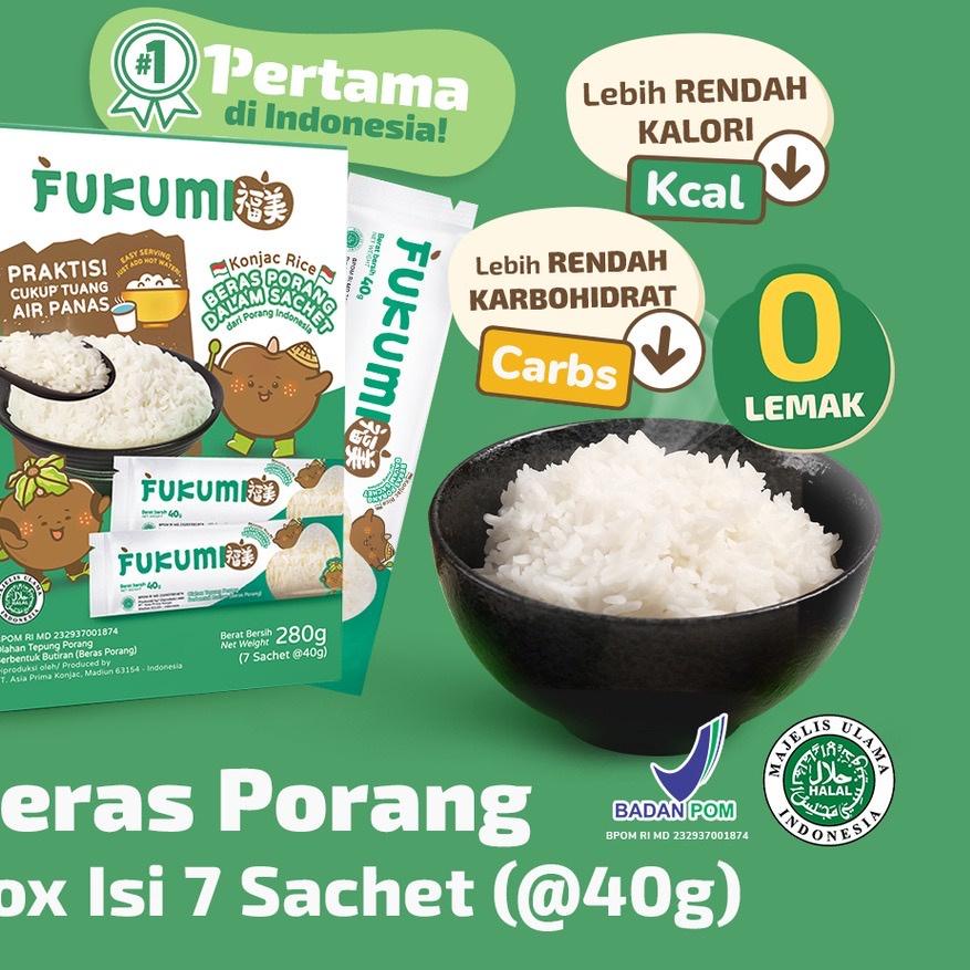 

ⅎ FUKUMI BERAS PORANG BOX SACHET - Fukumi Shirataki Beras Konjac Rice Diet isi 7 sachet x @40gr ♜