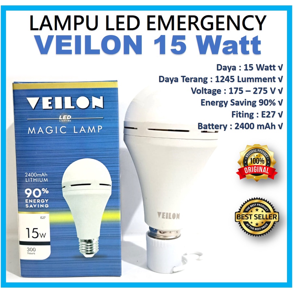 Lampu Led Magic Veilon 15 Watt Emergency