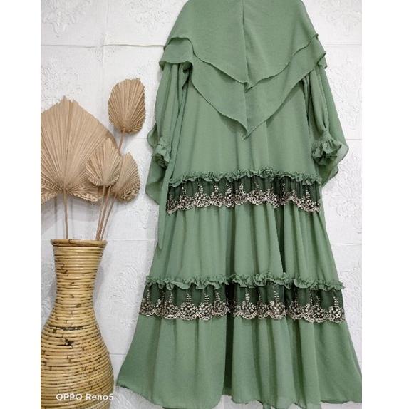 Terlaris Gamis Syari Ceruty Renda Besar
