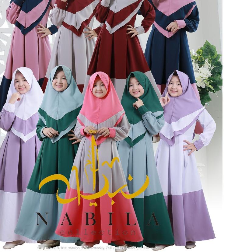 ♫ Gamis Anak YASMIN KIDS SYARI gamis anak set khimar besar dan set cadar premium wolfis by Nabila Co