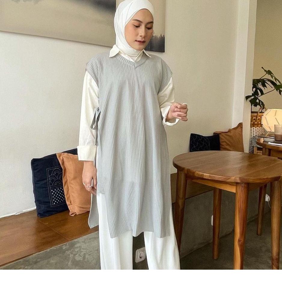 ♕ Vest Rompi Rajut Long Tali Tunik / Vest Rompi Tali Outerwear Rajut ✮