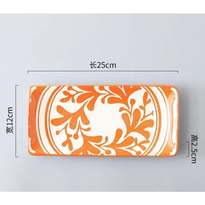 Piring Piring Sushi Keramik Persegi Panjang Jepang Korea Sushi Long Plate