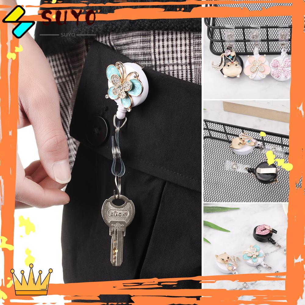 Suyo 1PC Badge Holder Kualitas Tinggi Unisex Klip ID Kartu Nama Anti-Lost Klip Alat Tulis Pola Kupu-Kupu