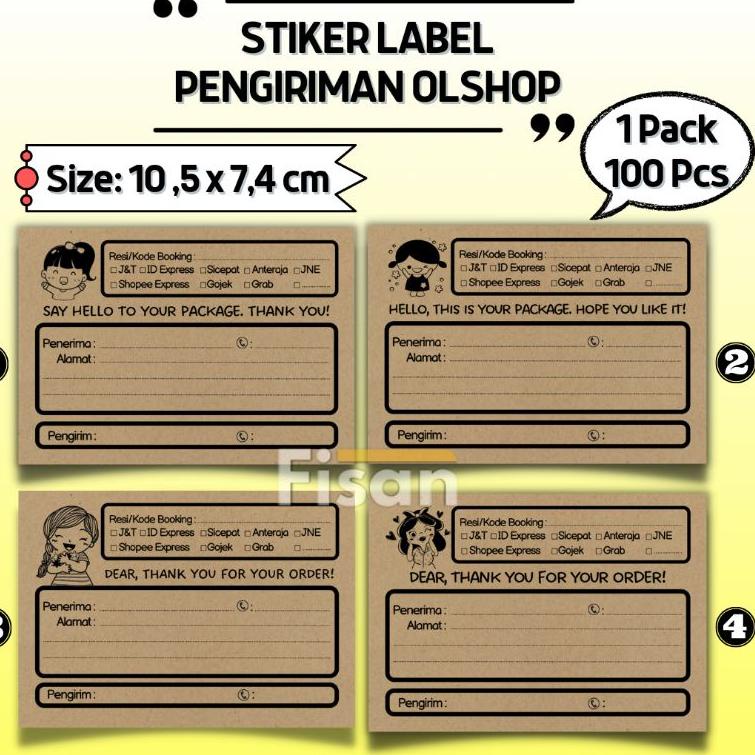 

E27 100 Pcs Stiker Label Pengiriman Alamat Olshop Kraft PROMO SPESIAL ヂ