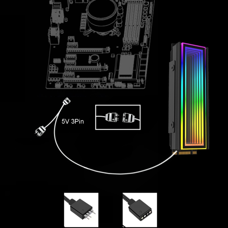 Bt Kinerja Tinggi M.2 SSD Heatsink Argb Light Bar Cooler Pengerjaan Halus Alur Heatsink Konduktivitas Termal Tinggi