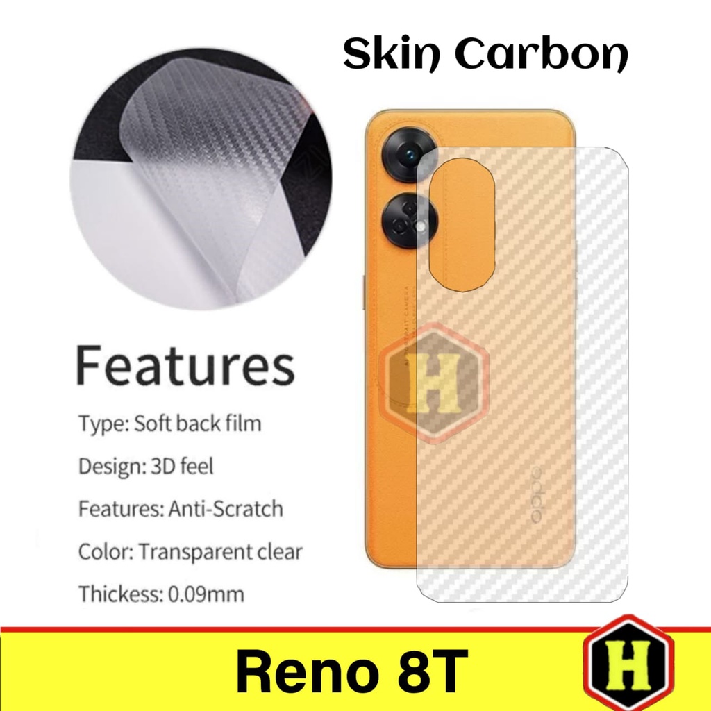 New Garskin Carbon For OPPO RENO 8T 4G / RENO 8T 5G Premium Skin Carbon Pelindung Body Belakang Handphone - HOHA ACC