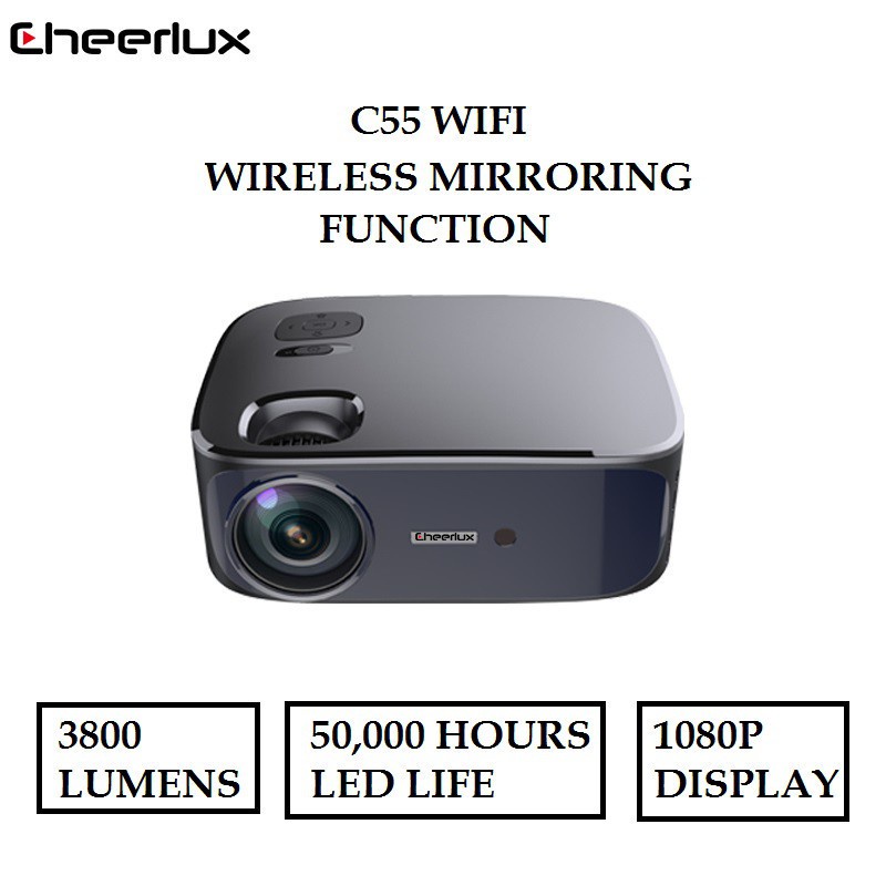 AKN88 - CHEERLUX C55 WIFI - Proyektor 3800 Lumens Digital Keystone - Mirroring