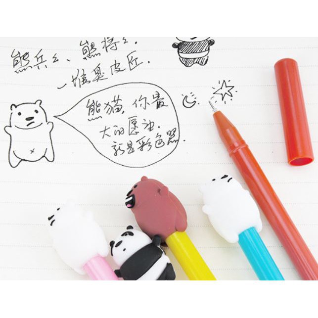 T&amp;Y Pena Gel Karakter Bare Bear Pulpen Bears Pen Motif Karakter Beruang Lucu Stationary Alat Tulis Sekolah Kantor ATK Murah Import