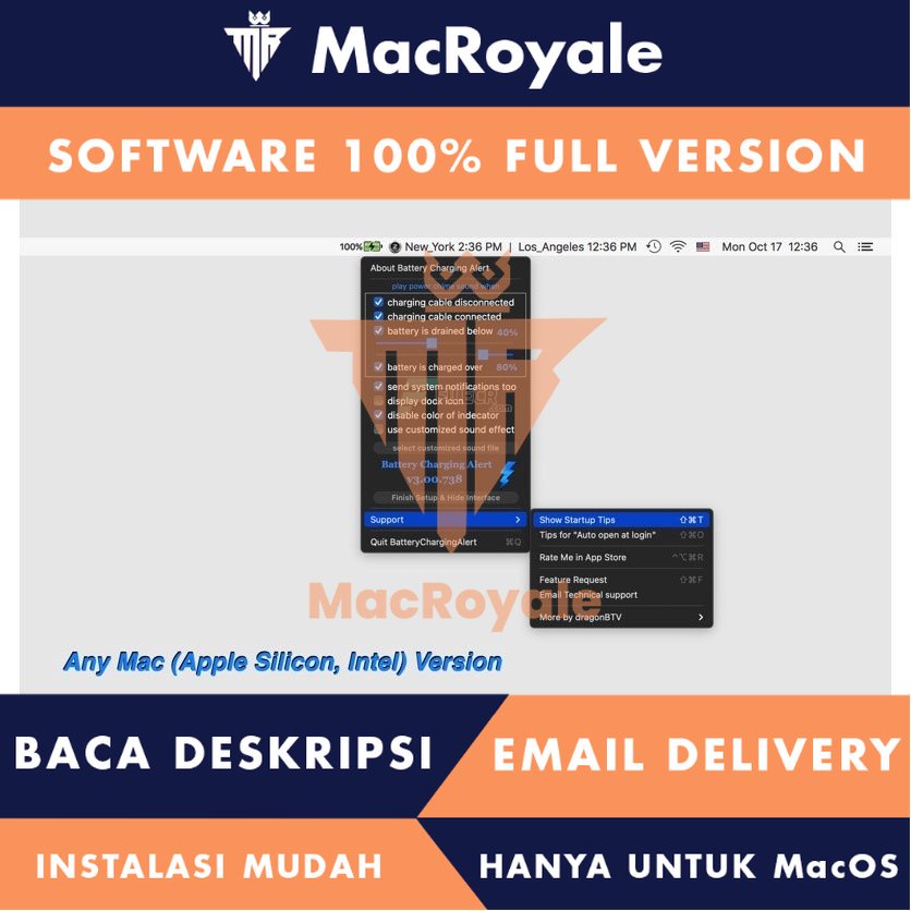 [MacOS] Battery Charging Alert Full Version Lifetime Full Garansi