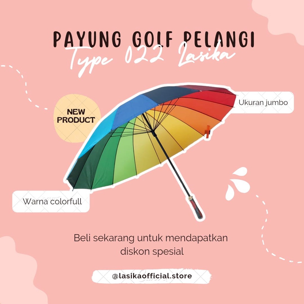 Payung Golf Pelangi Jumbo 16 Jari 022 LASIKA