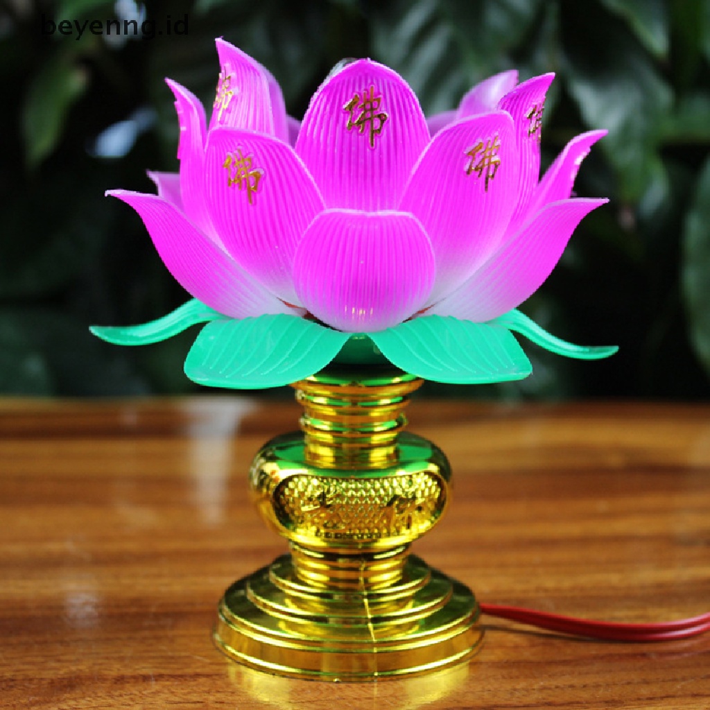 Beyen 1pcs Buddhistic Lotus Lamp Lampu Teratai Dekorasi Desktop Cahaya Ibadah Budha ID