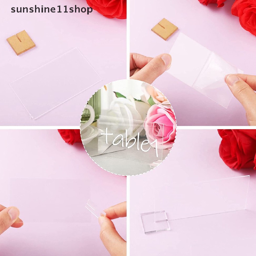 Sho 12pcs Kosong Akrilik Bening Sign Wedding Table Number Sign Kursi Tanda Nomor Kursi Persegi Panjang Pesta Restoran Digital Table Plate N