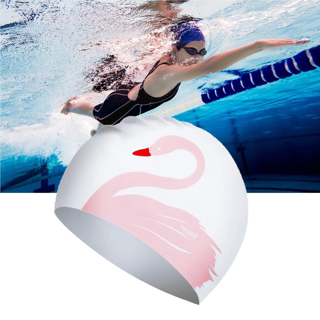 Topi Renang Silikon Untuk Wanita Dan Pria Swan Swimming Cap Bathing Cap Topi Renang Anti Air