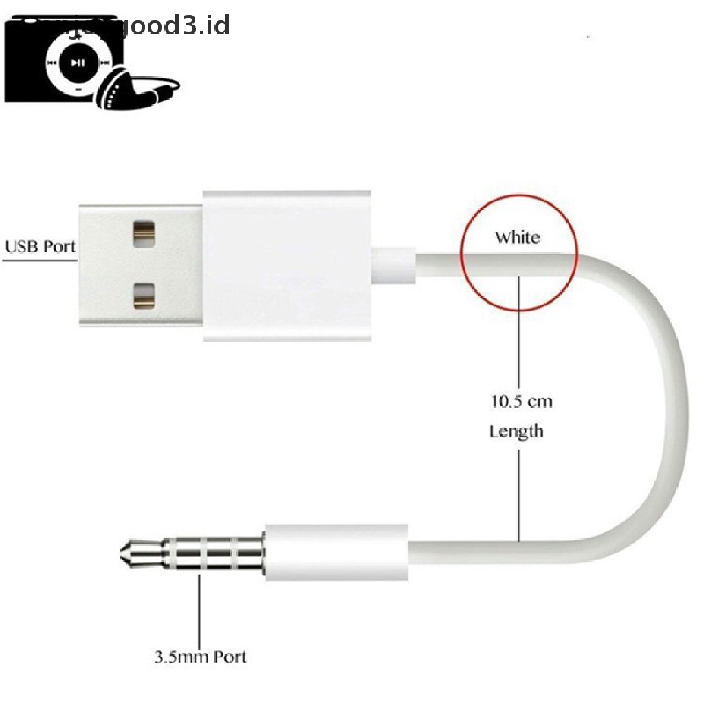 [Rready Stock] 3.5mm Jack Adapter Kabel Audio USB Male Aux Untuk Charging Kabel transfer Data (ID)