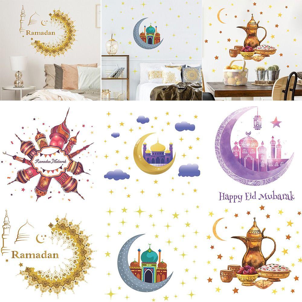 Populer Ramadhan Stiker Dinding Ornamen Perlengkapan Festival Dekorasi Rumah Bulan Bintang Castle