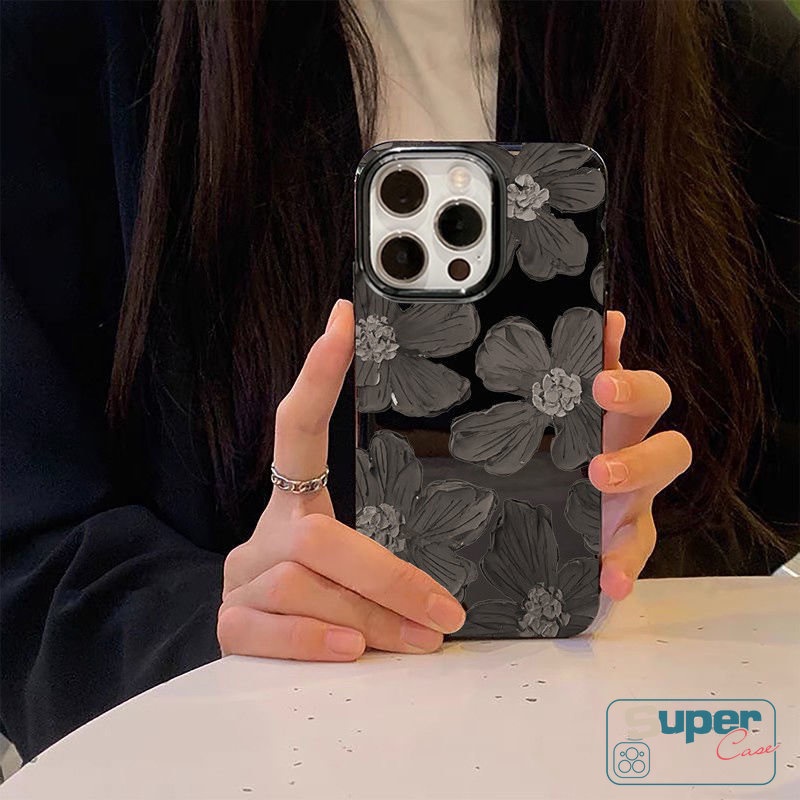 Glossy Soft Tpu Case Kompatibel Untuk IPhone 7Plus XR 11 7Plus 12 13 14 Pro Max 7 8 14 Plus X XS Max SE 2020 Retro Lukisan Minyak Bunga Halus Ponsel Penutup Belakang