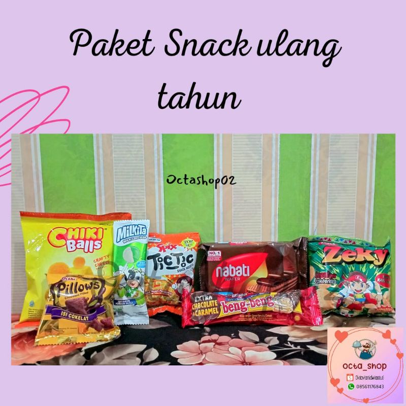 

BUY 25 FRE 1, Paket Snack ulang tahun kemasan pouch sedang/Hampers Snack