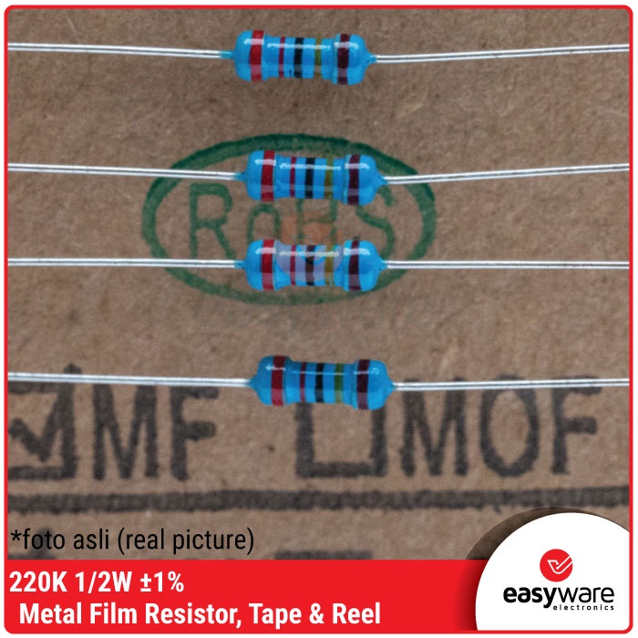 Resistor 220K Ohm 1/4W 1% Metal Film Resistor 220K 0.25 Watt 0.25W