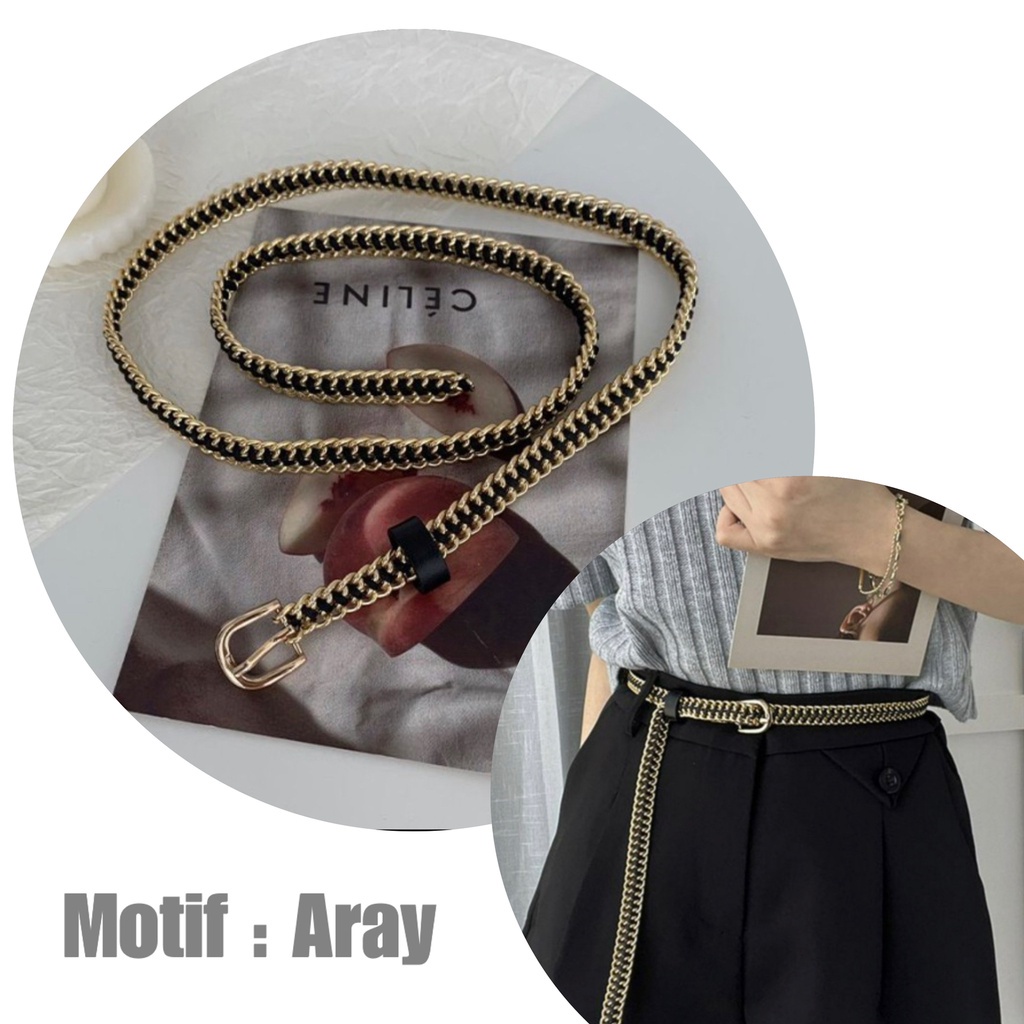 VENDI - Belt Wanita Rantai Ikat Pinggang Chain Metal Fashion Gold Waist &quot;Aries&quot;