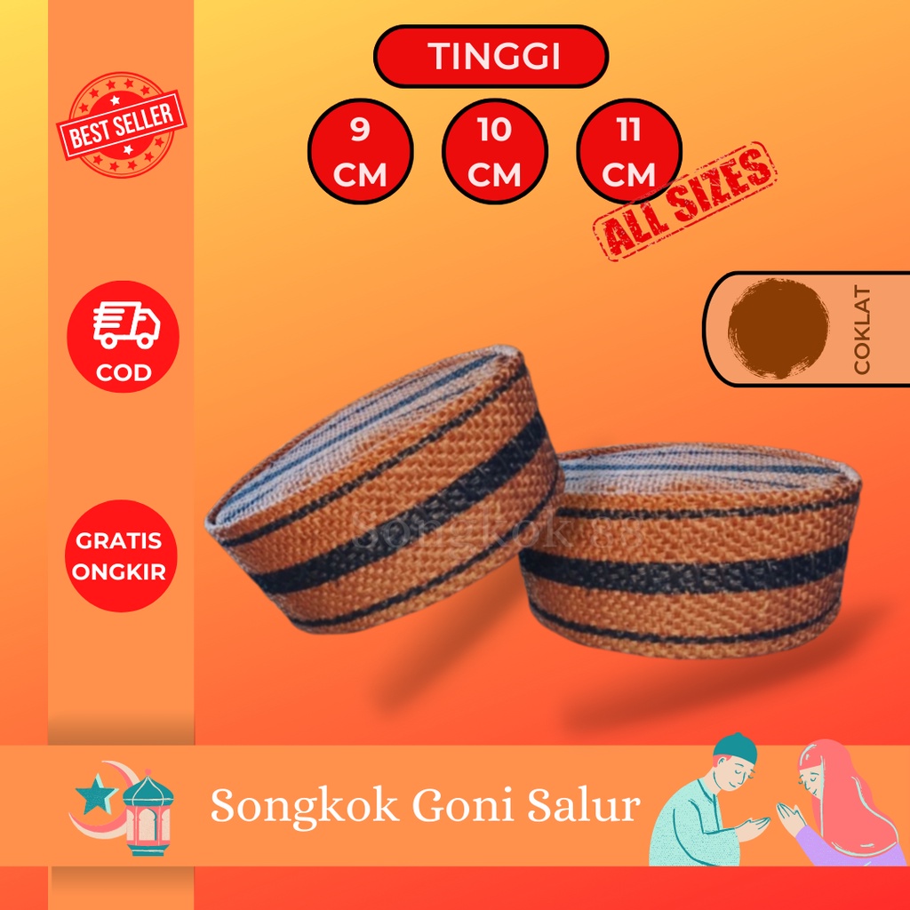 Peci songkok goni salur premium lis hitam rajut goni kopiah anti air bahan goni nasional